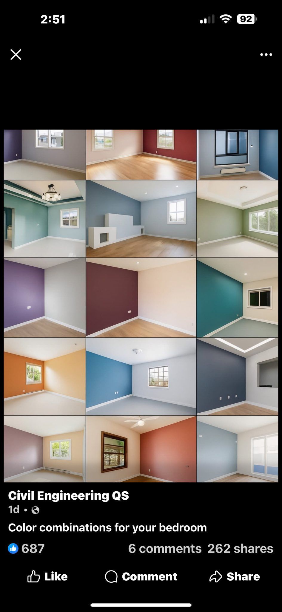 Collage of rooms with different wall colors, likely for interior design inspiration.