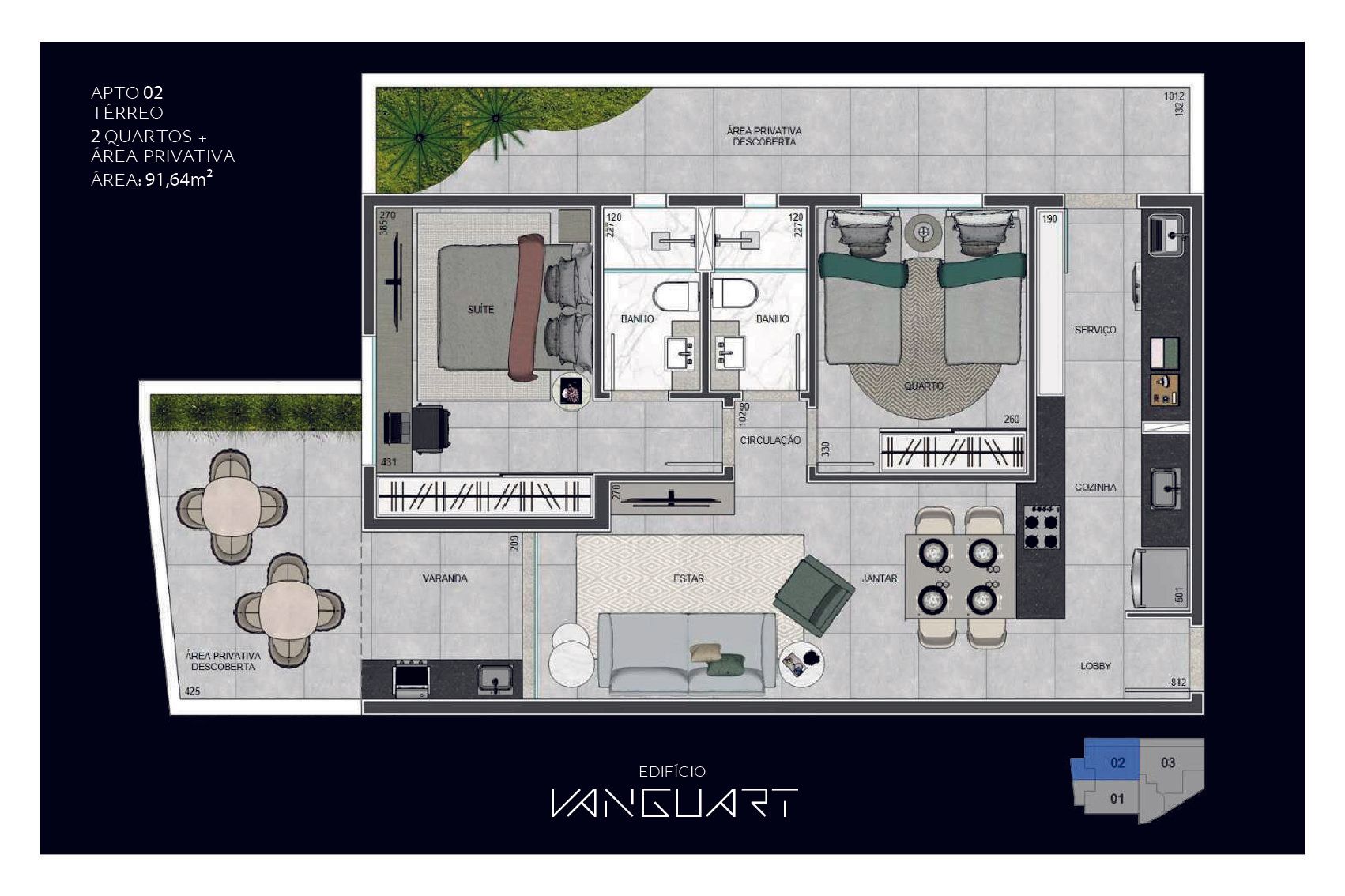Planta baixa de uma casa com varanda