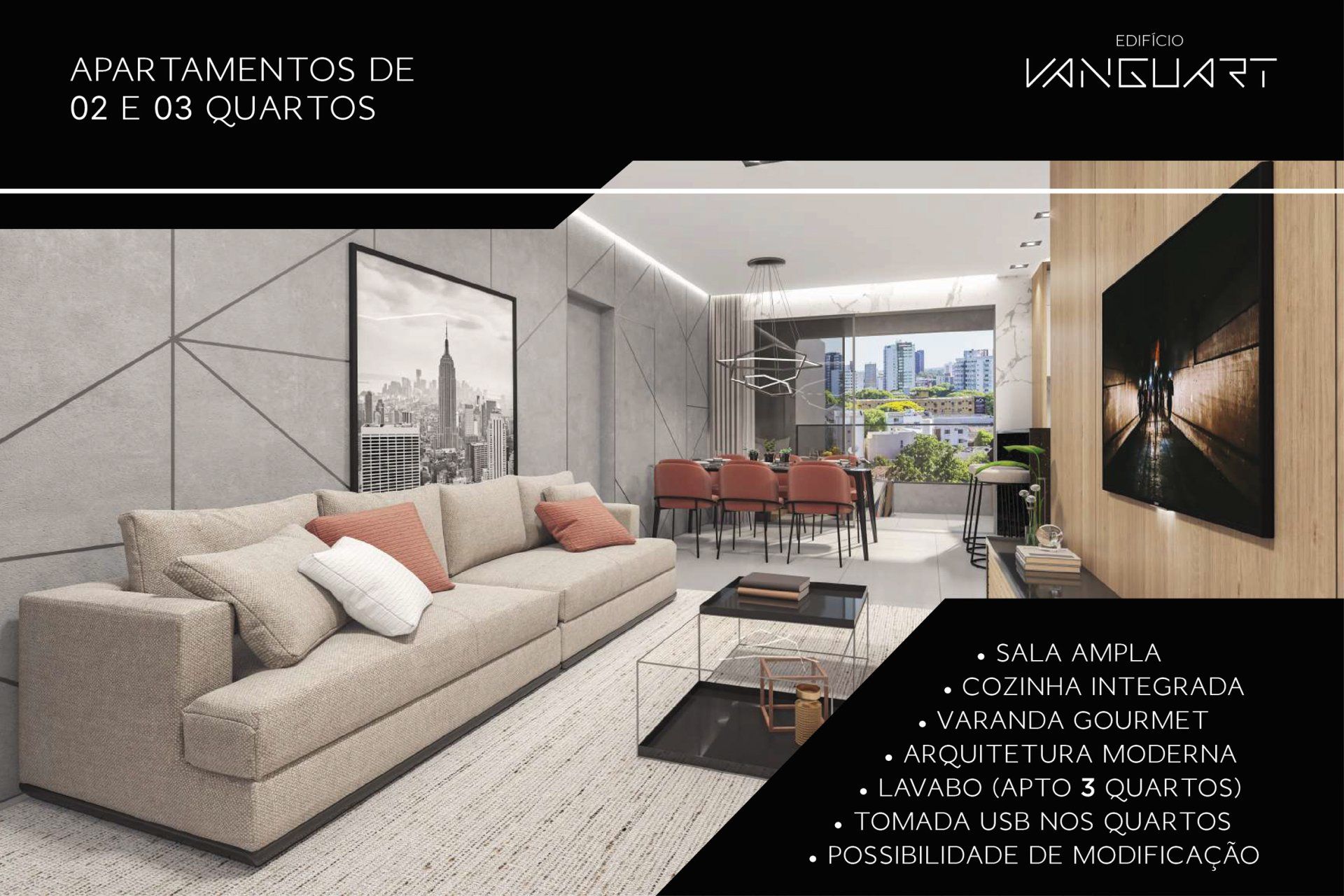 Uma sala de estar com sofá e TV de tela plana
