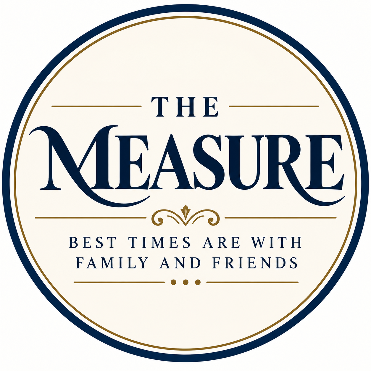 The Measure Inn, Caldicot’s logo consisting of black and blue text.