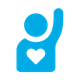Icon of person with a heart on the chest
