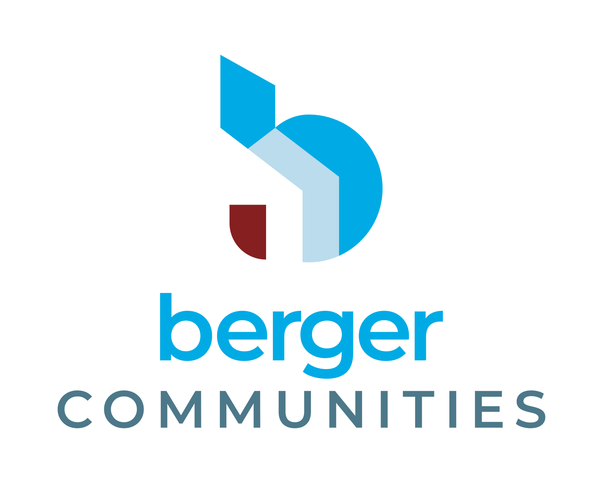 Logo for Berger Communities: a stylized blue and red house icon next to the company name in blue and gray text.