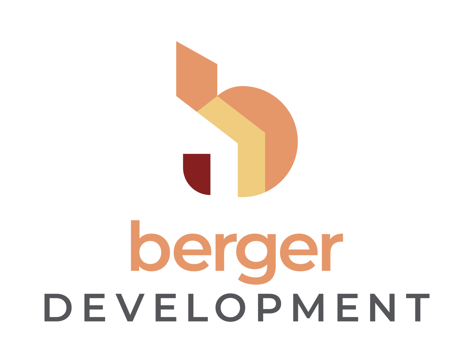 Logo for Berger Development featuring a stylized, abstract