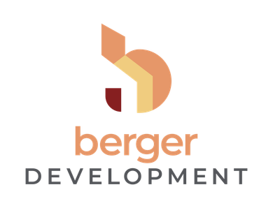 Logo for Berger Development featuring a stylized, abstract