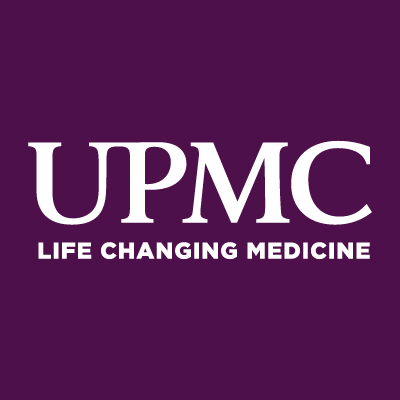 UPMC logo: white text on a purple background. “UPMC” above 