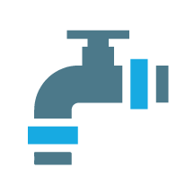 Blue and gray faucet icon.