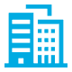 Blue building icon.