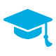Blue graduation cap with tassel.