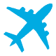 Blue airplane icon.
