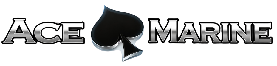 Ace Marine logo with black spade between silver