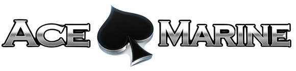 Ace Marine logo with metallic text and a black spade.