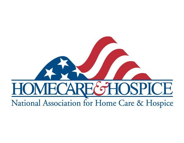 Logo: Blue and red American flag shape over the words 