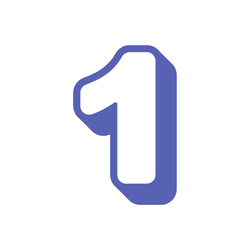 Purple outlined number 1 with a white center on a light background