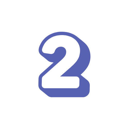 Blue outlined number 2 on a white background