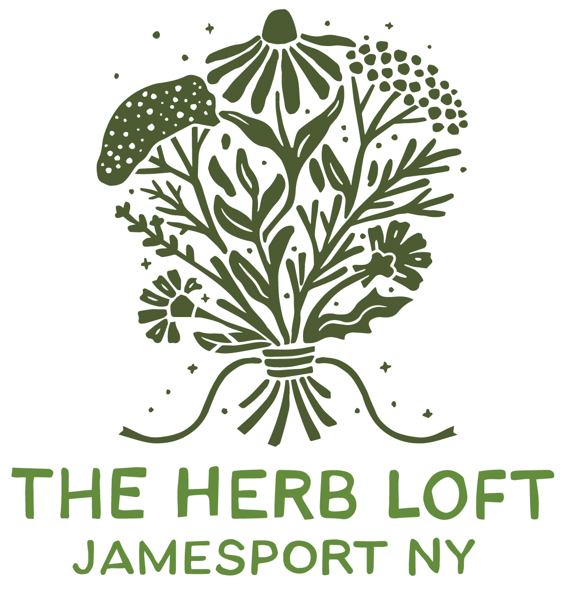 The Herb Loft logo bunched medicinal flowers