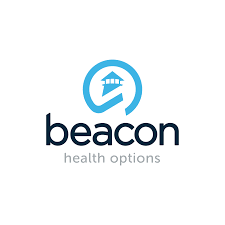 Beacon Health Options logo: blue lighthouse icon in a circle, with 