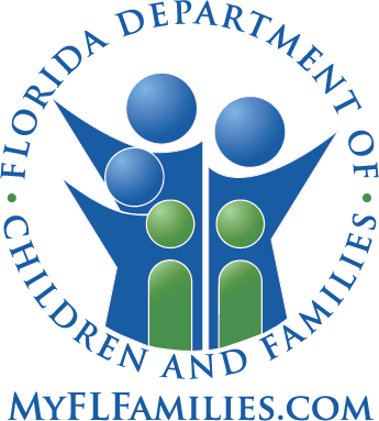 Florida Department of Children and Families logo with stylized people figures and text 