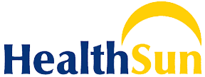 HealthSun logo with blue 