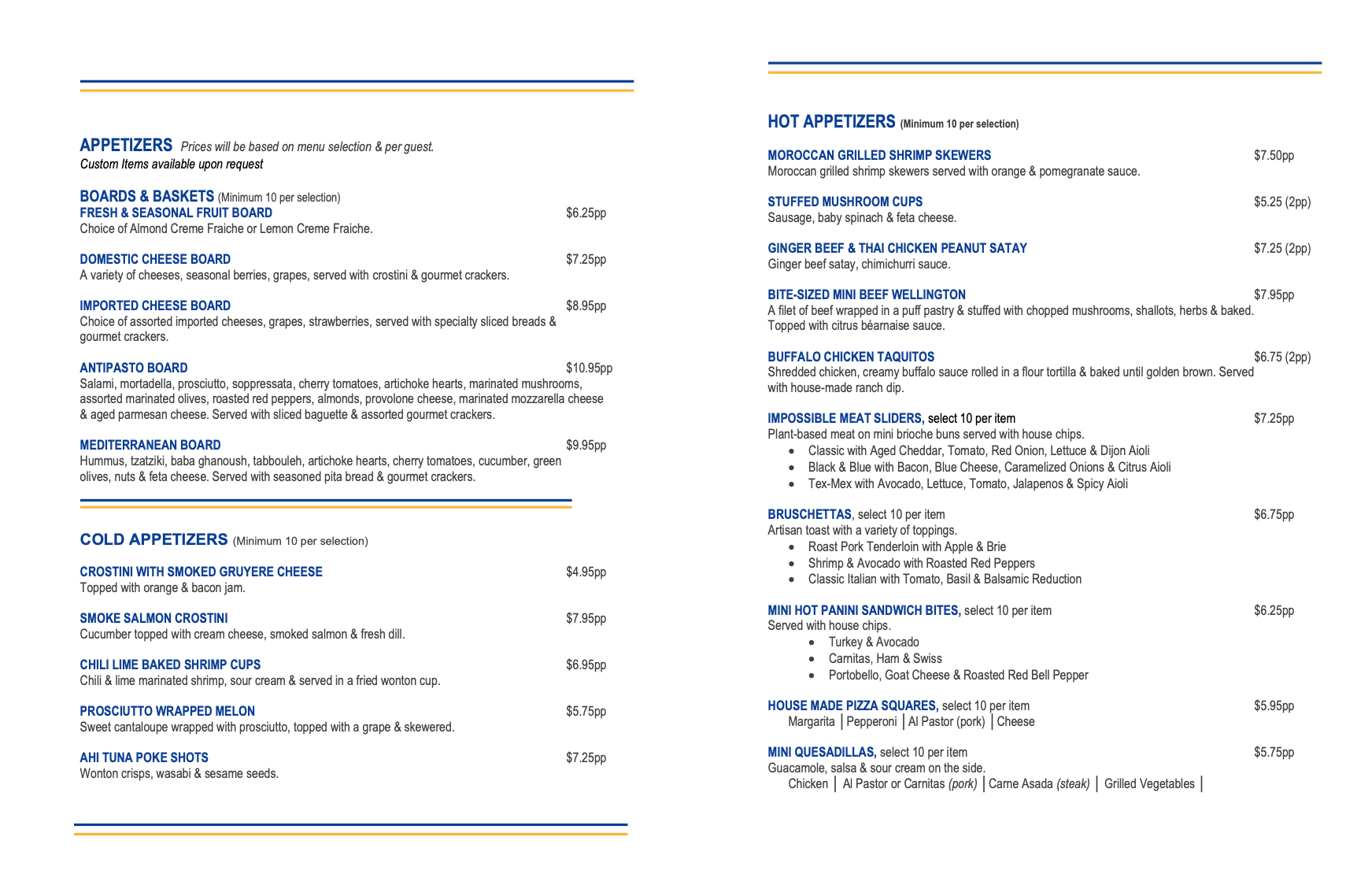 A menu for a restaurant shows a variety of drinks