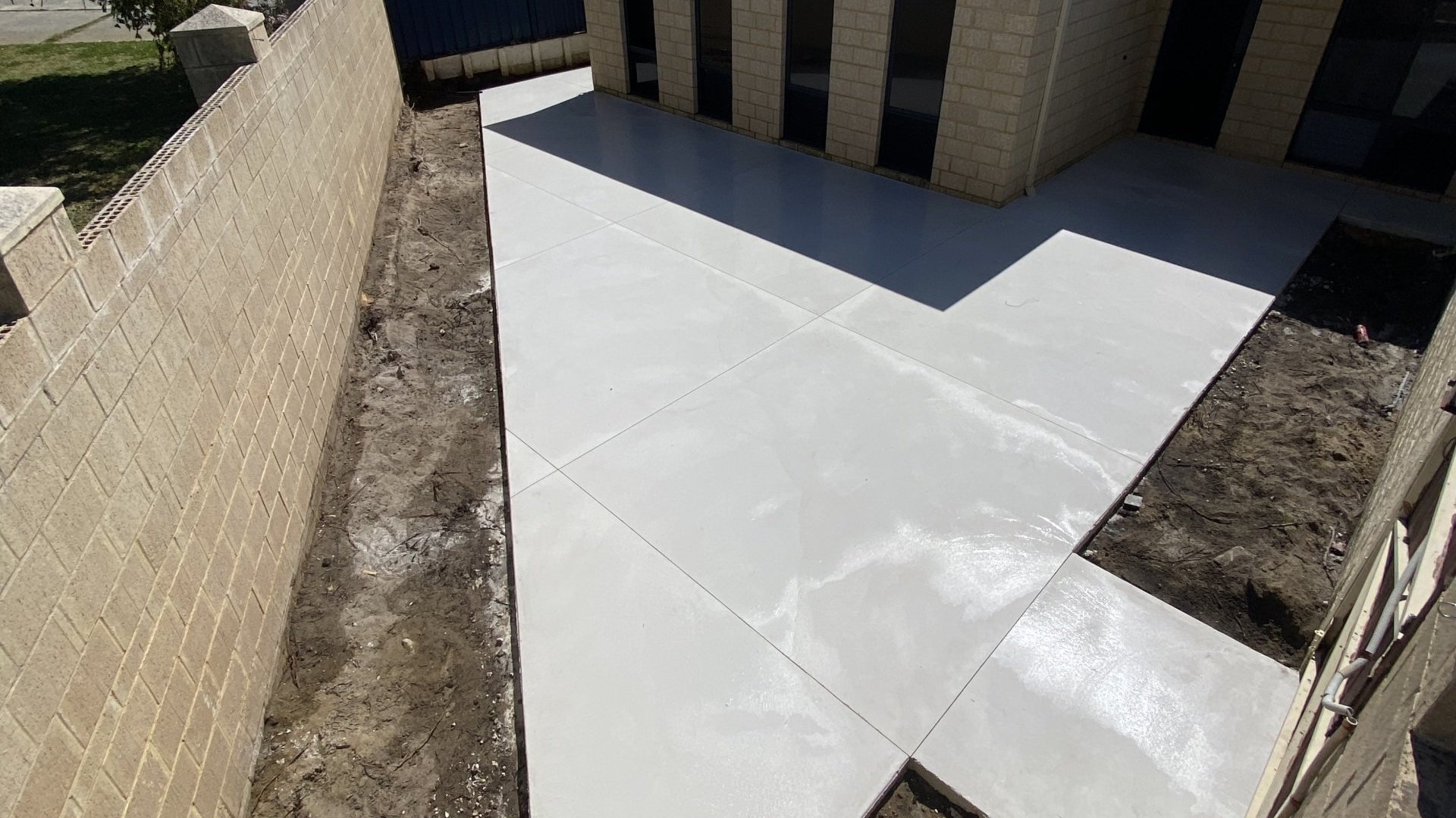 White concrete mix in backyard White concrete mix in backyard