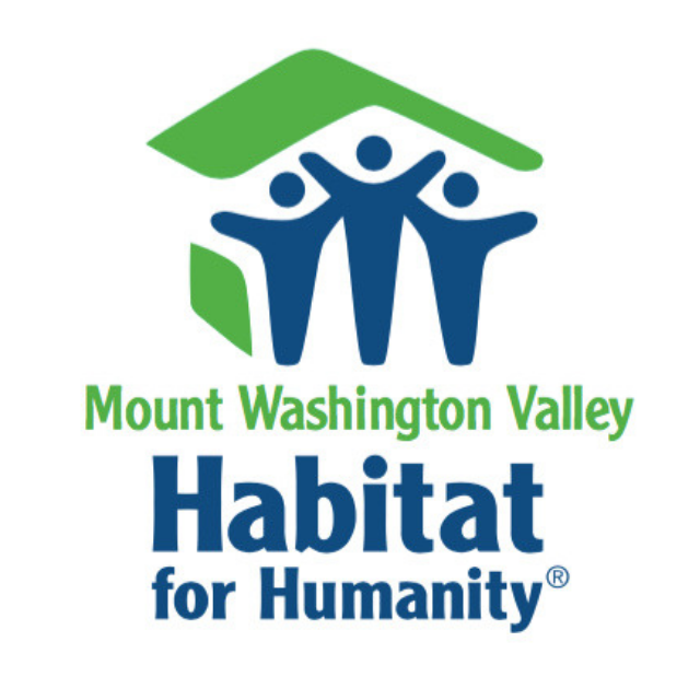Mount Washington Valley Habitat for Humanity logo in green and blue with stylized house and people icon