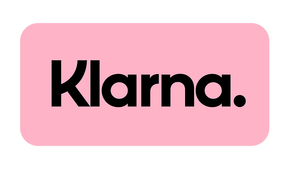 A pink and black logo for klarna on a white background.