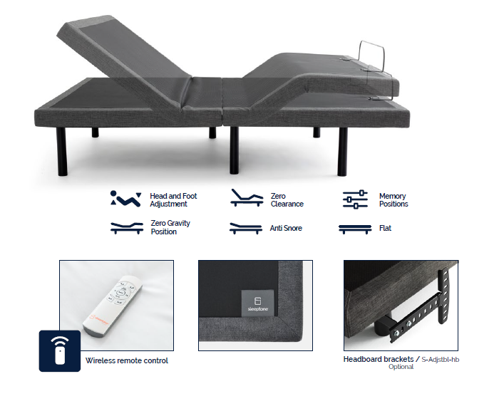 A picture of an adjustable bed with a remote control