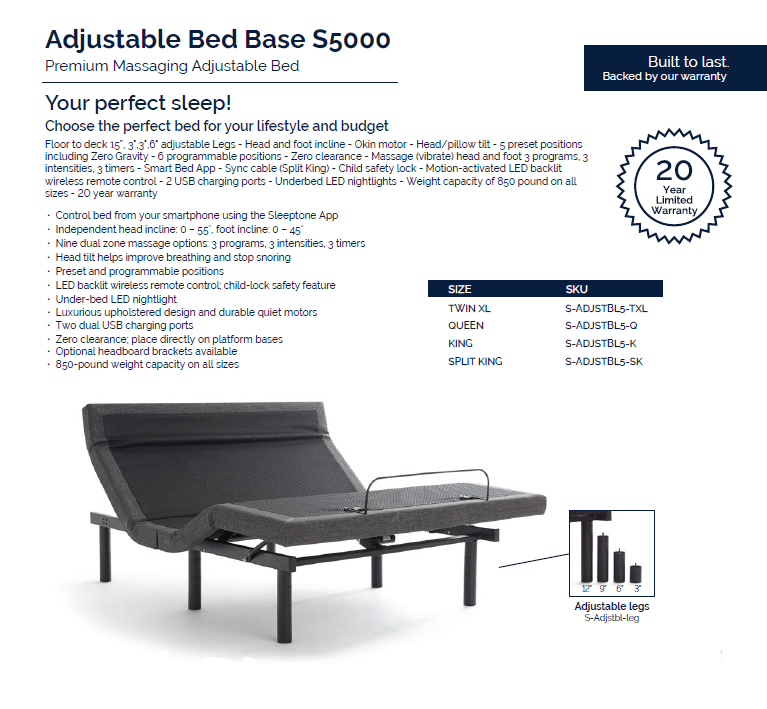 A picture of an adjustable bed with a remote control.