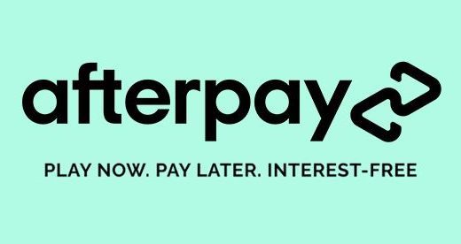 The afterpay logo is on a green background.