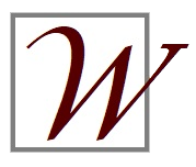 The letter w is in a square on a white background.