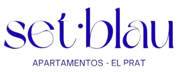 Conjunto de logotipo azul con “Apartamentos - El Prat” en azul sobre fondo blanco