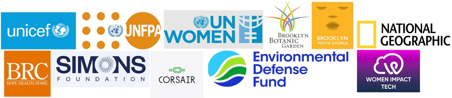 UNICEF, UNFPA, UN Women, Brooklyn Botanic Garden, Brooklyn Youth Chorus, BRC, Simons Foundation, Corsair, Environmental Defense Fund
