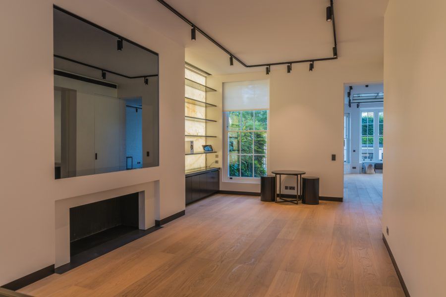 Lounge flooring at Private Residence in Kensington finished with Bespoke Oil