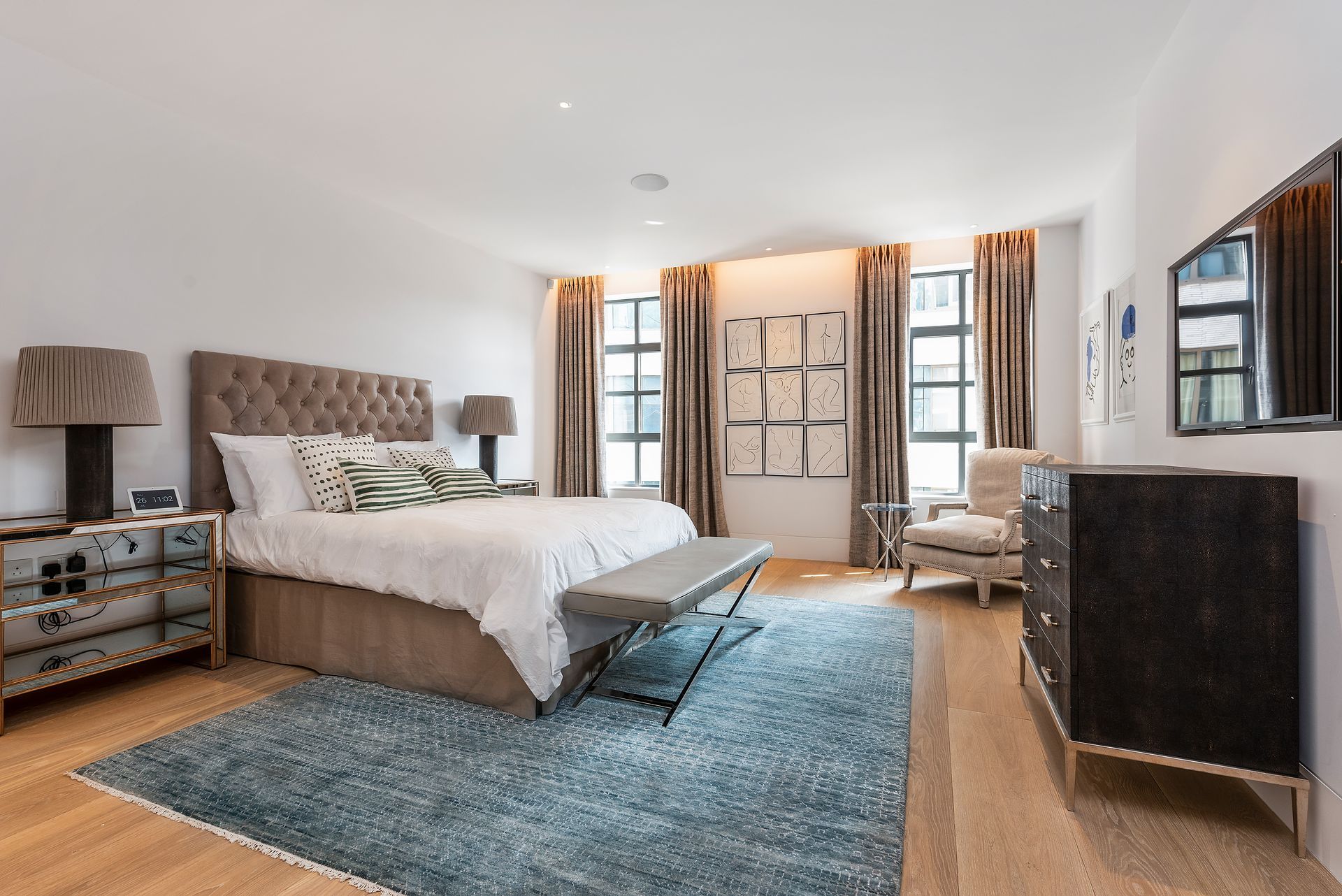 Brushed and Bespoke Coloured Oil flooring in Bedroom of Westbourne Lofts