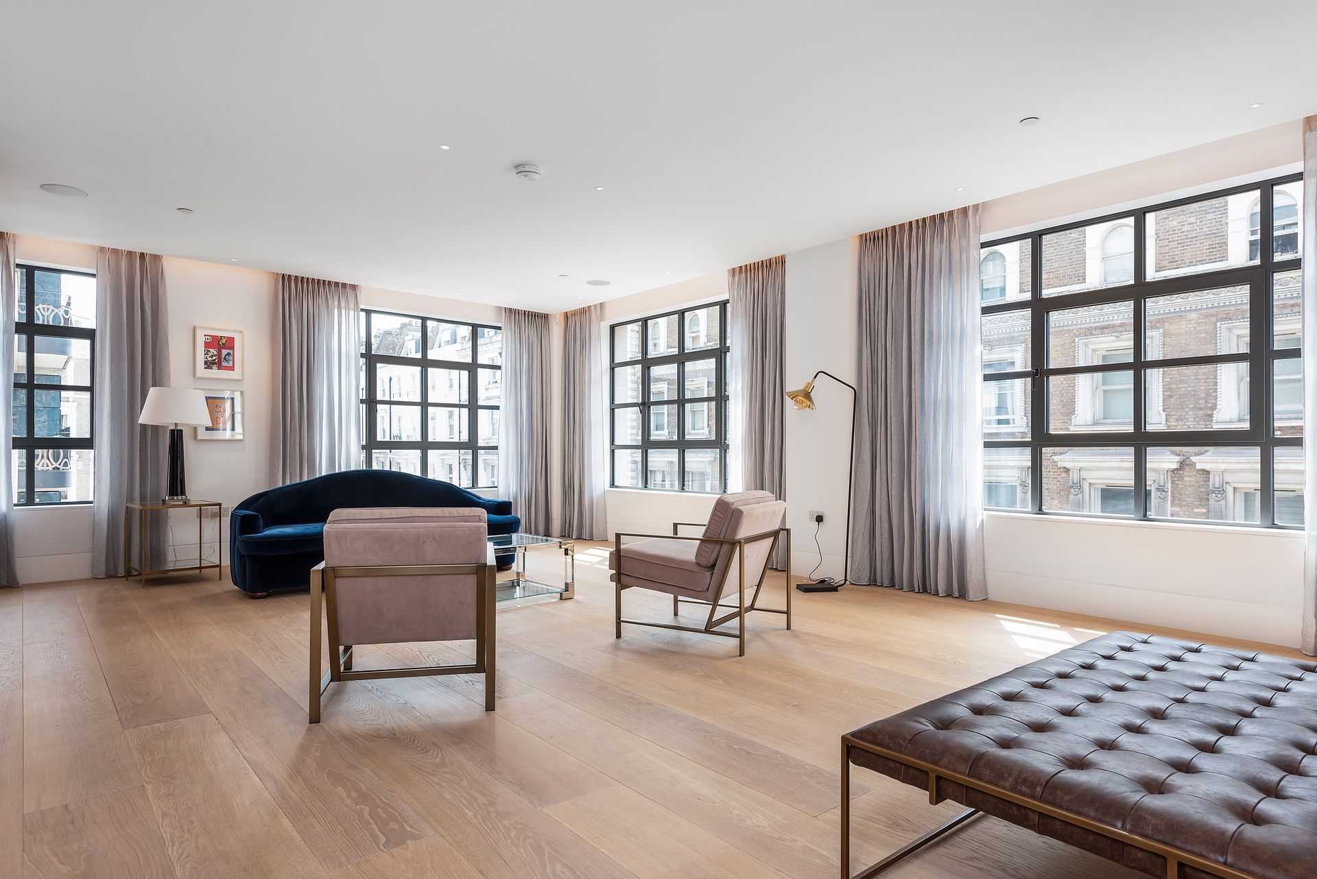 Brushed and Bespoke Coloured Oil Flooring at Westbourne Lofts Lounge area