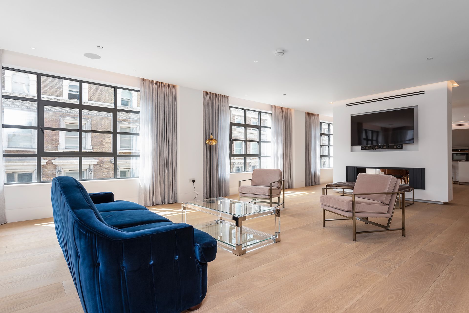 Brushed and Bespoke Coloured Oil flooring at Westbourne lofts fitted