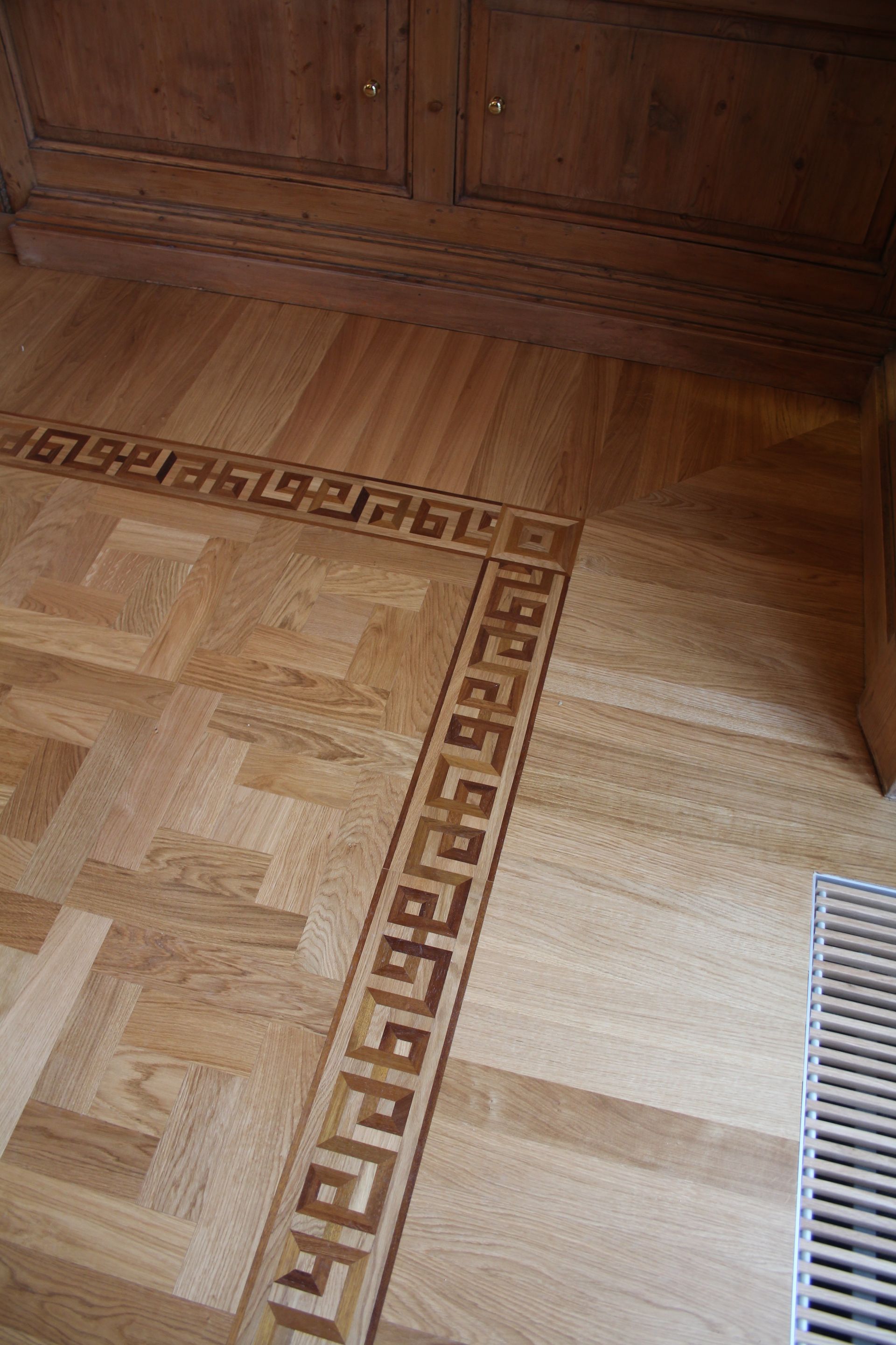 Prime Grade Oak Parquet close up at residence in Baker Street, London