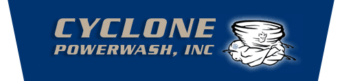 A blue sign that says cyclone powerwash inc