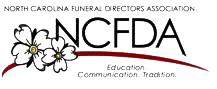 NCFDA logo with dogwood blossoms, burgundy arc, and text