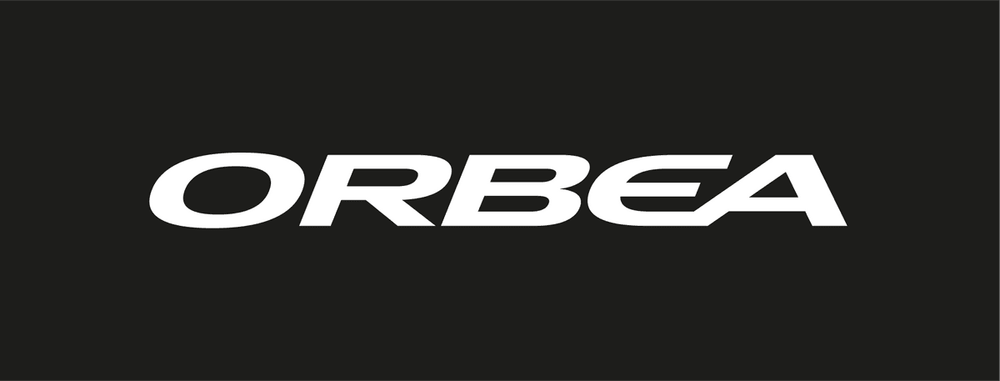 The orbea logo is white on a black background.
