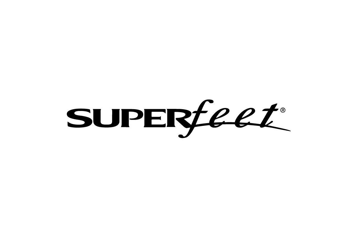 The logo for superfeet is black and white on a white background.