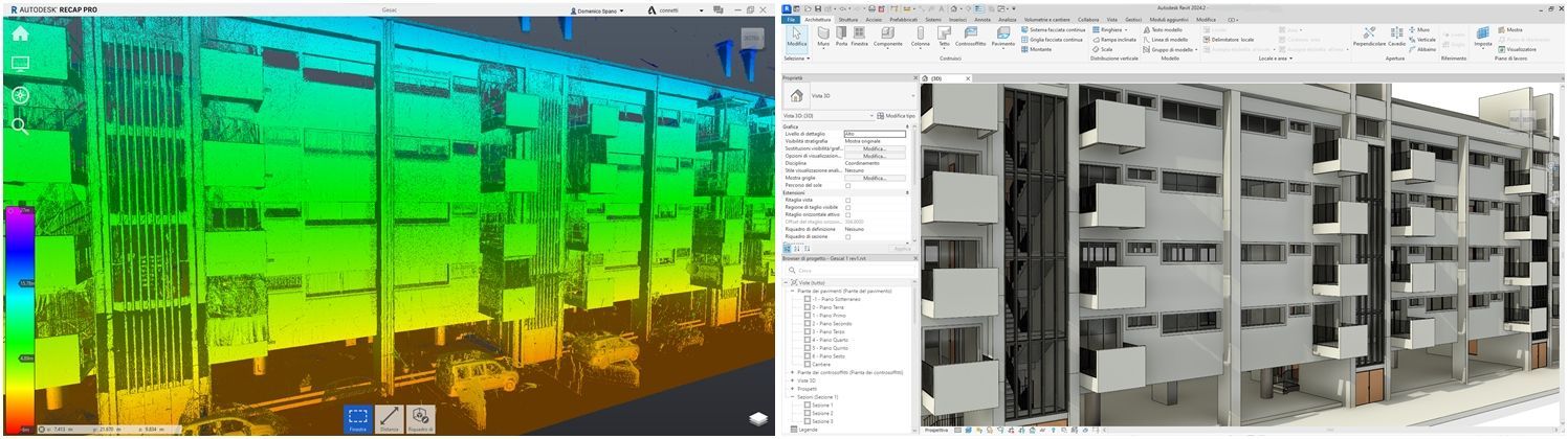 Nuvola Punti, Modellazione Revit, Georeferenza, Recap, Famiglie BIM, Digital Twin