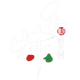 White calligraphy with red and green brush accents and a small red seal stamp on the right.