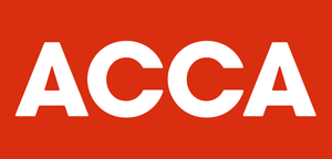 White ACCA logo on a red background