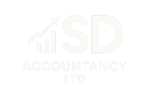 White logo reading &ldquo;SD Accountancy Ltd&rdquo; with a small upward bar chart icon.