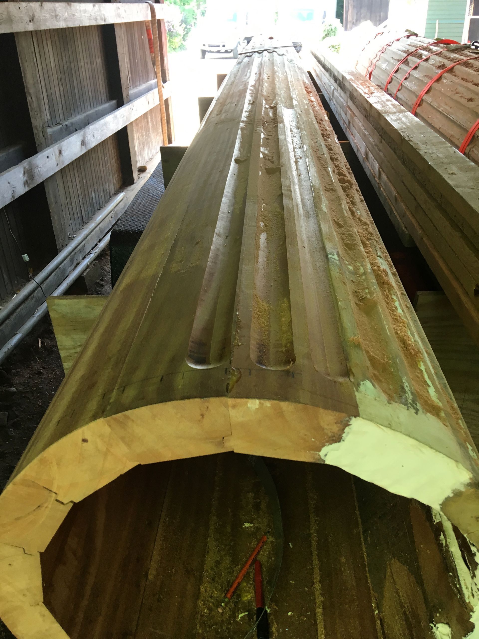 Cenaxo craftspeople performing historic wood restoration at Bolton Town Hall, MA — traditional joinery and period-appropriate techniques