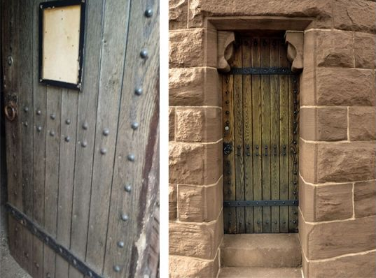 Before and after: historic timber door restoration with ironwork conservation at Soldiers & Sailors Memorial Arch — Cenaxo, Hartford CT