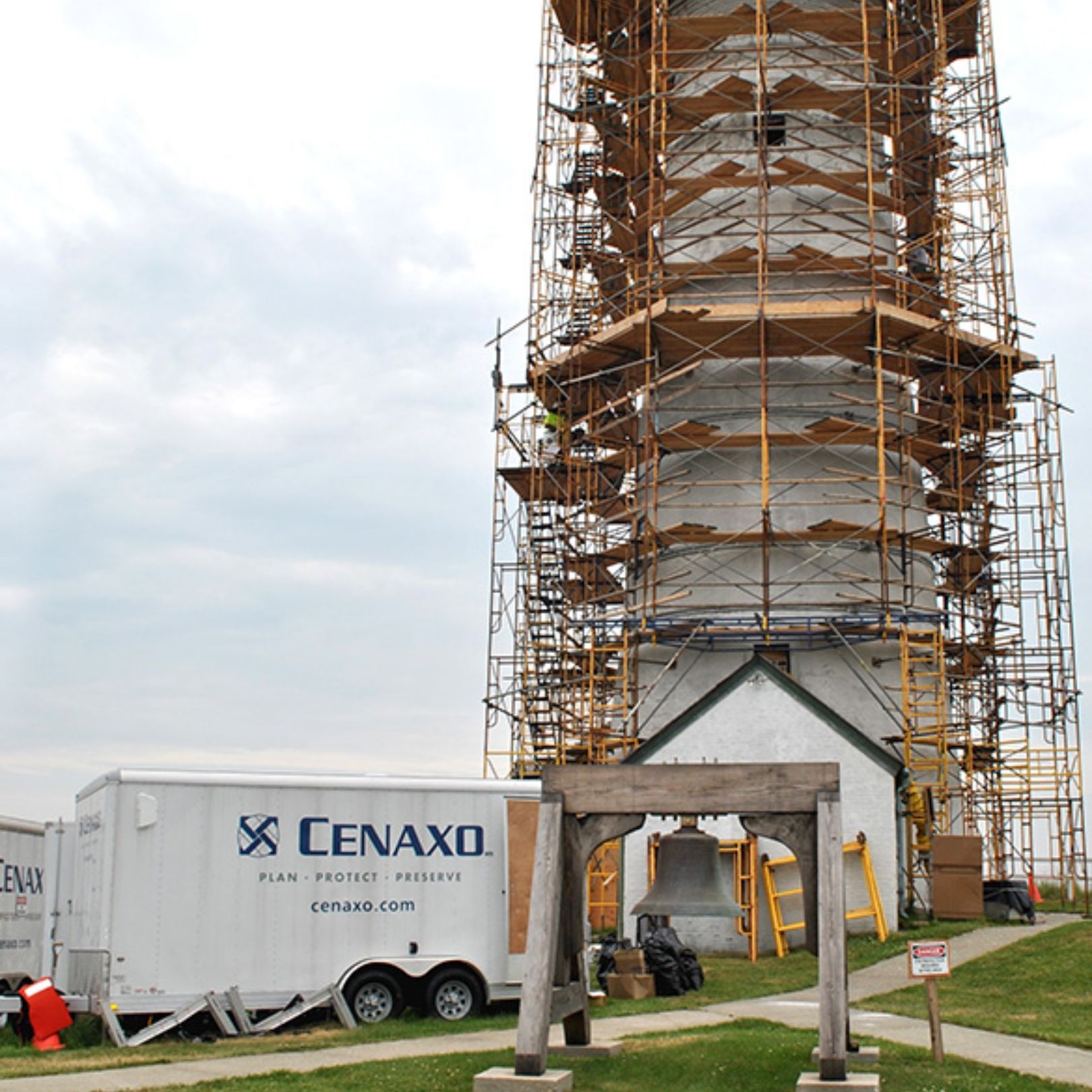 Boston Light historic lighthouse restoration by Cenaxo — masonry, sheet metal, and structural preservation
