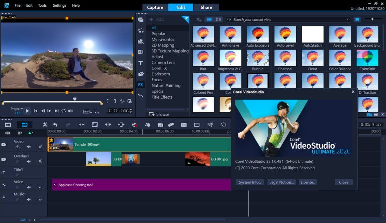Giao diện làm việc của phần mềm dựng phim Corel VideoStudio Ultimate Giao diện làm việc của phần mềm dựng phim Corel VideoStudio Ultimate
