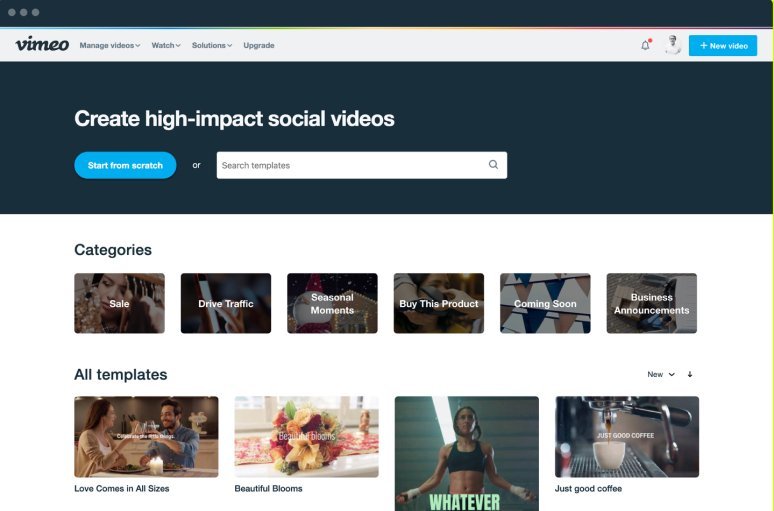 Trang web Vimeo Create Trang web Vimeo Create